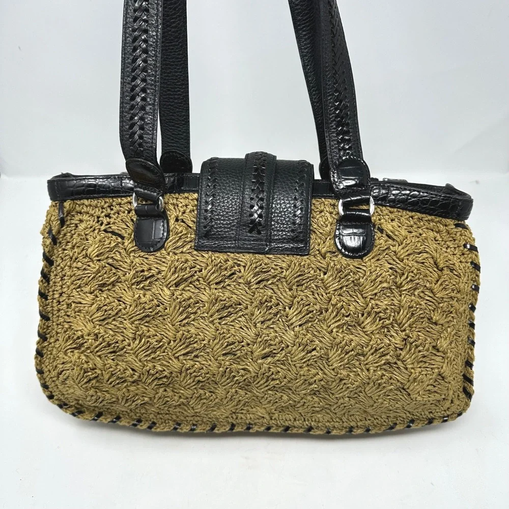 Brighton‎ Leather Trim Raffia Double Strap Shoulder Bag